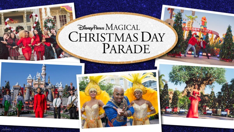 Performers and Disney characters in the 2024 Disney Christmas Parade bringing festive holiday magic to audiences worldwide