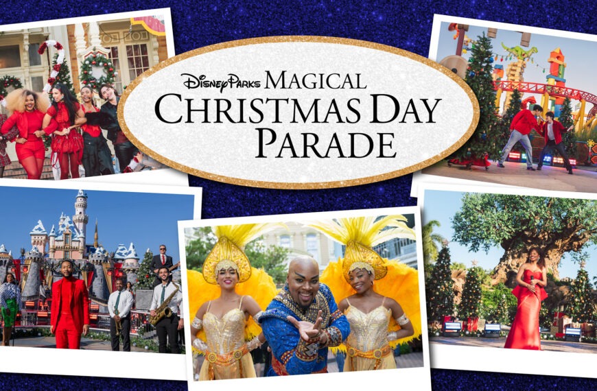 Performers and Disney characters in the 2024 Disney Christmas Parade bringing festive holiday magic to audiences worldwide