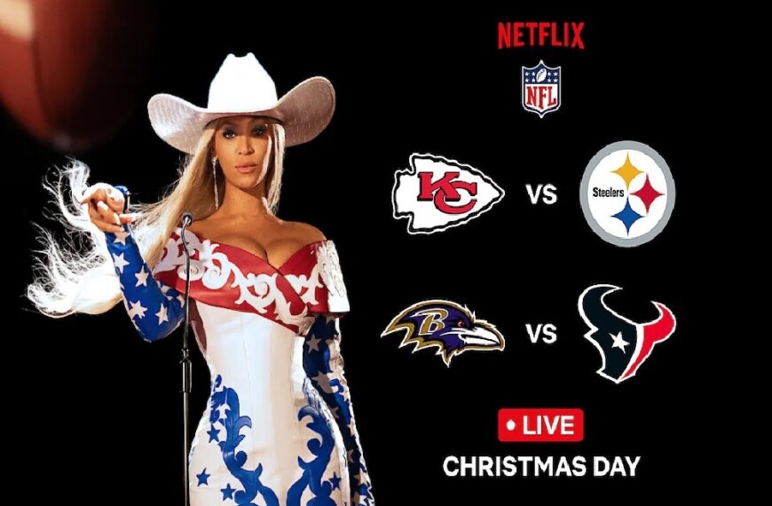 Beyoncé performing live during the NFL halftime show on Netflix Christmas 2024