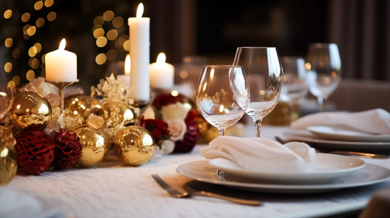 A festive restaurant table setup for Christmas 2024 dining